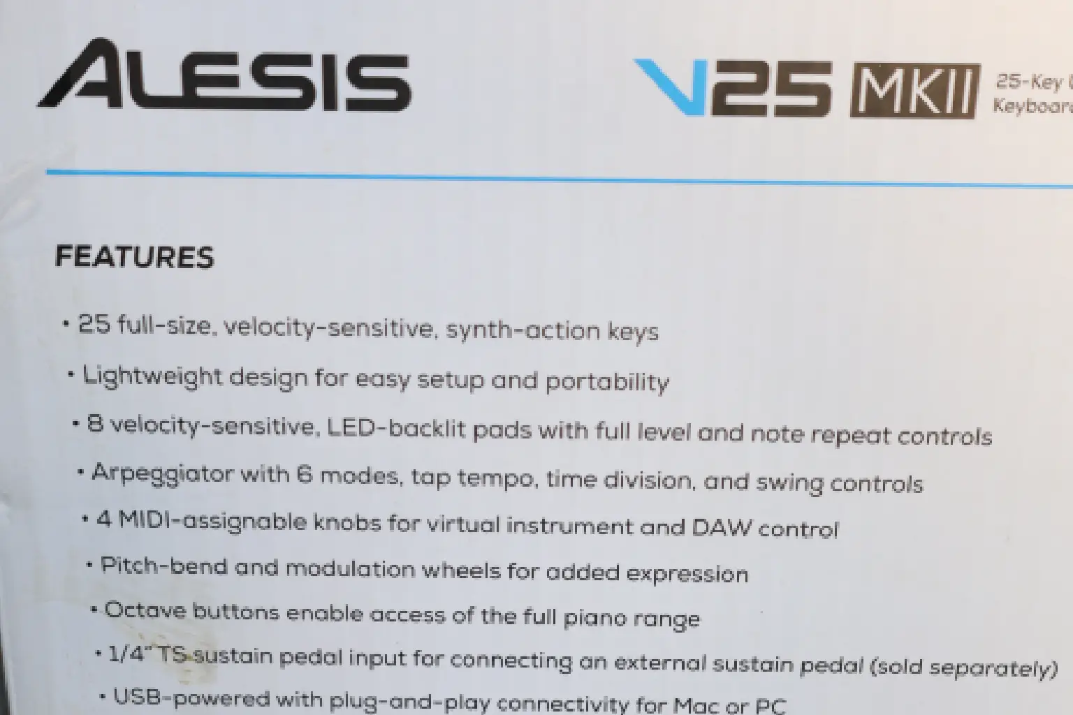Alesis V25 MKII USB MIDI Controller 7 Alesis V25 manual